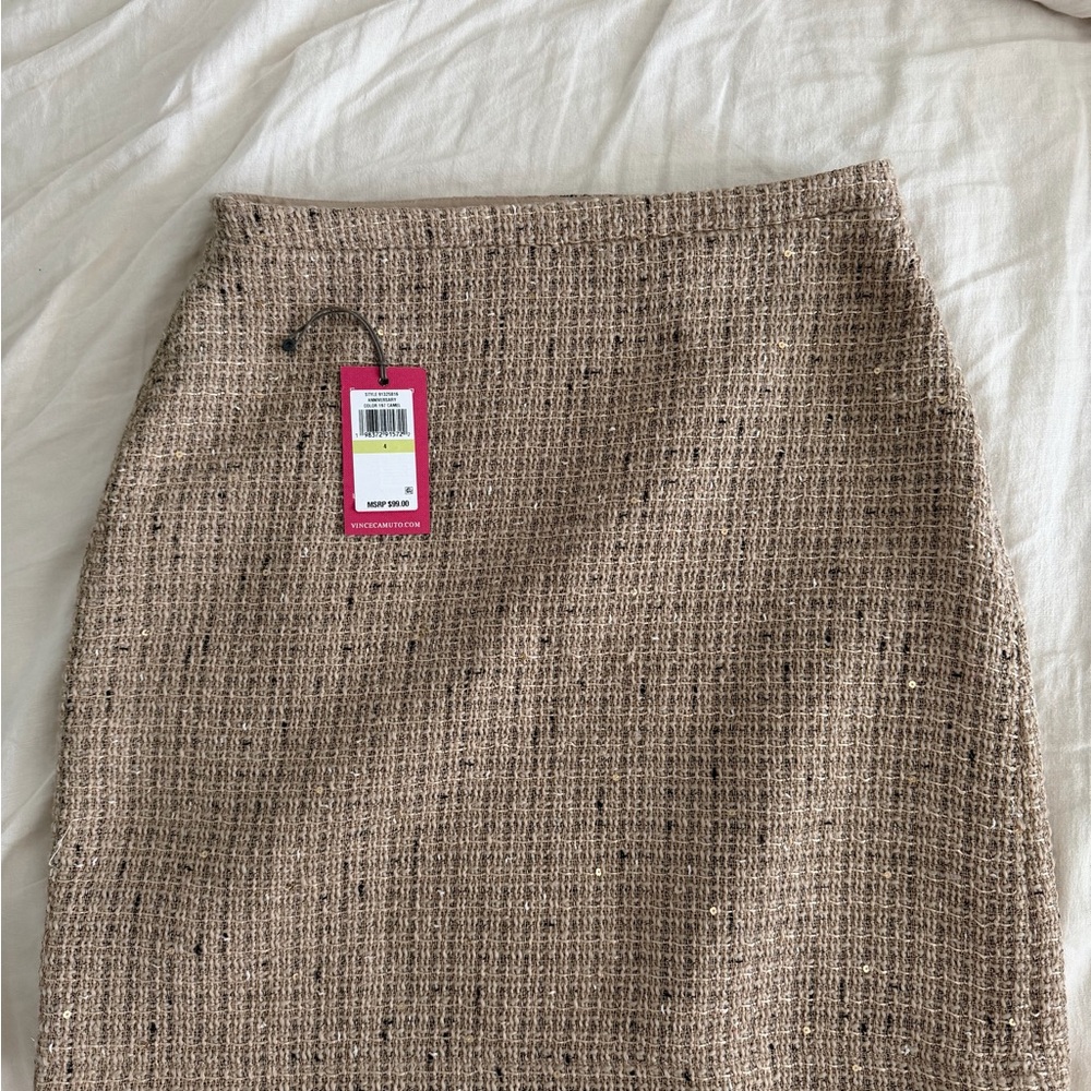 Vince Camuto Classic Brown Tweed Pencil Skirt